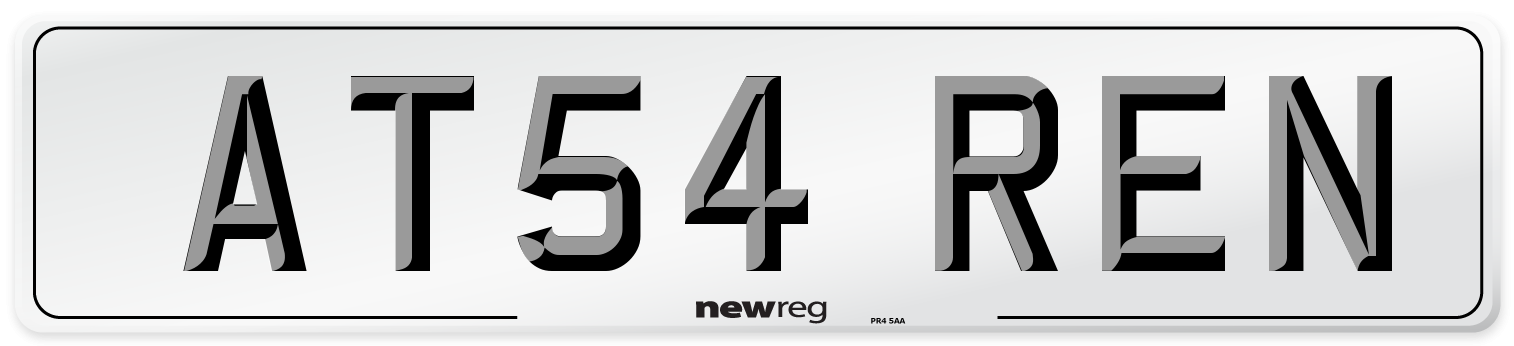 AT54 REN Number Plate from New Reg